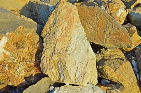 Large stone blocks of various sizes and shapes Stock Photos