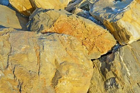Large stone blocks of various sizes and shapes Stock Photos