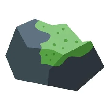 Large stone covered with green moss isometric icon イラスト素材