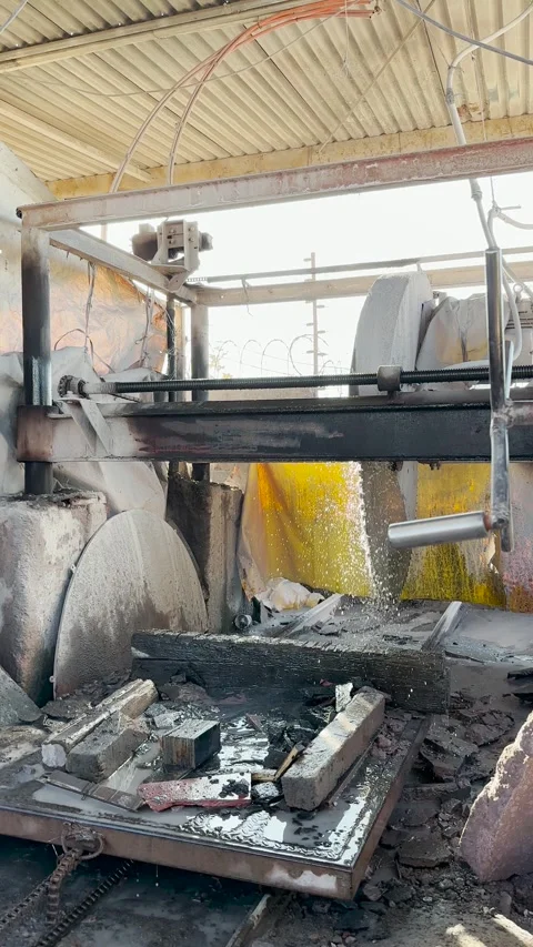 Large stone cutting tools to work different shapes Stock Footage 249306315