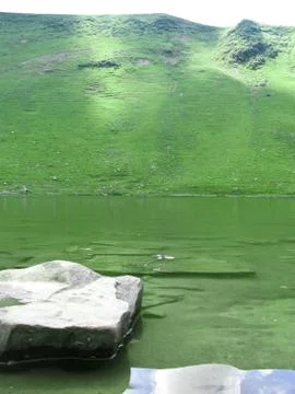 Large stone in the lake Stock Photos