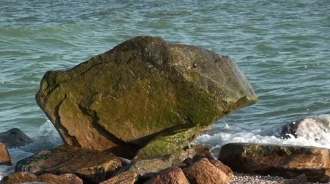 Large stone at a sea Video stock 36675809