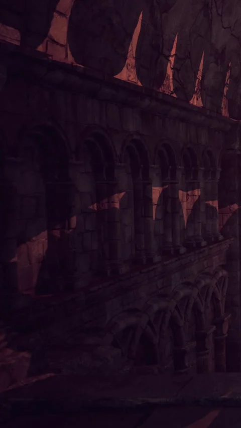 Large stone wall with shadows in a dimly lit location Stock Footage 342609559