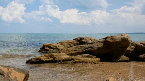 Large stones on the beach. Stock Footage 87166914