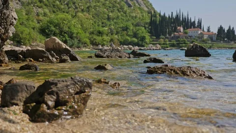 Large stones on the beach. Stock Footage 90131679