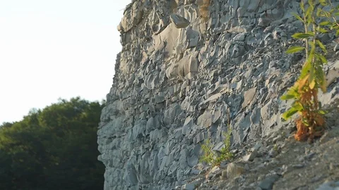 Large Stones Fall from the Cliff Stock Footage 89738317