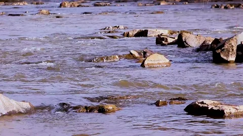 Large Stones In the Rushing River 動画素材 93190941