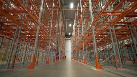 Large storage premise with aisle between... | Stock Video | Pond5