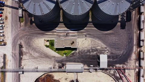 Large storage tanks at an industrial site during daylight hours Stock Footage 341328211