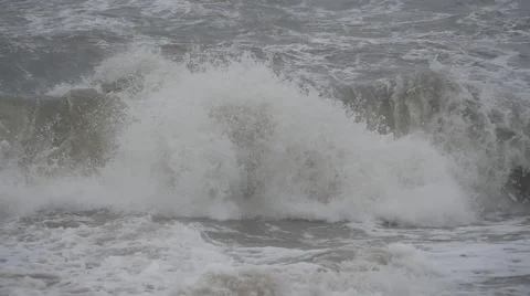 Large storm Baltic sea waves at coastline. slow motion 2 Stock Footage 45828897