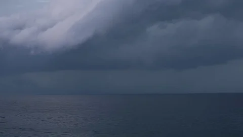 Large storm over the sea with lightning Stock Footage 78978660