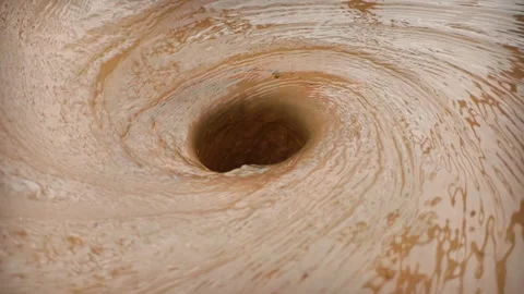 Large stream of water swirling down into big drain hole, Close-up.  Stock Footage 320840516