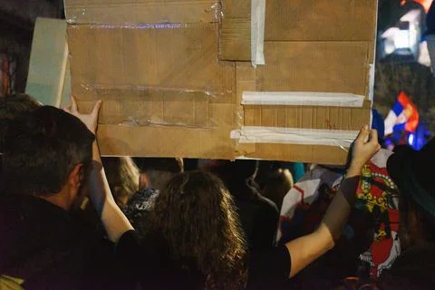 Large student protest in Belgrade Foto stock