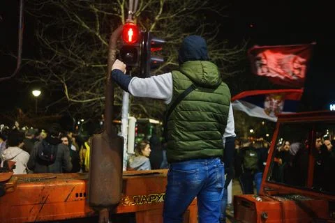 Large student protest in Belgrade Stock-Fotos