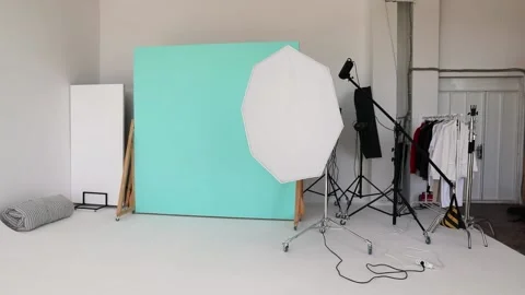 Large studio space white cyclorama and natural light from large windows. Stock Footage 132334952