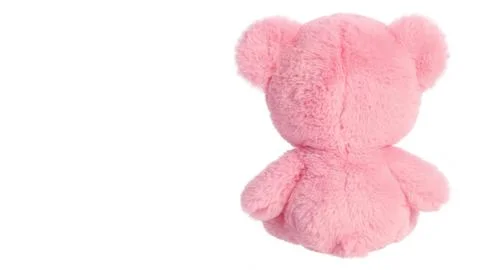 Large stuffed bear with sparkling heart isolated on white copy-space background Fotos de archivo