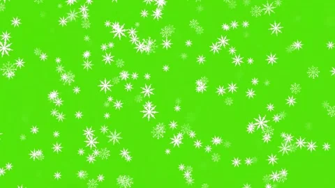 Large stylized snowflakes falling and rotating on green screen background loop Stock Footage 321009607