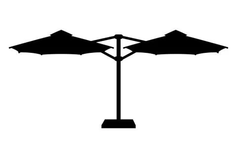 Large sun umbrella for bars and cafes on the terrace or the beach black outli Illustration