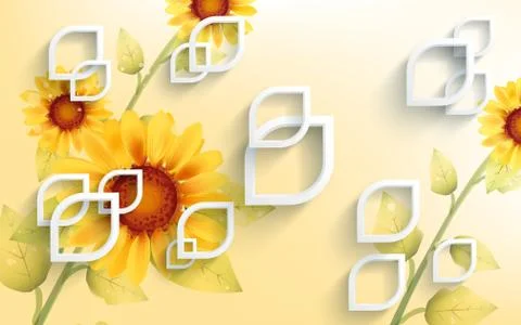 Large sunflower on a light background, white frame Stock Illustration