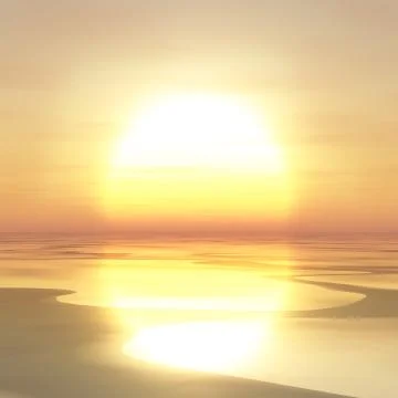 Large Sunset over River 스톡 일러스트