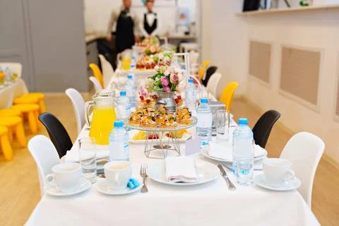 A large table served for the holiday. catering. Stock Photos