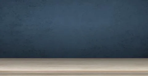 Large table top made of solid light wood, dark blue background - Vector Stock Illustration