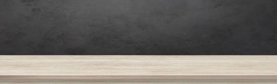 Large table top made of solid light wood, dark background - Vector Large t... Stock Photos