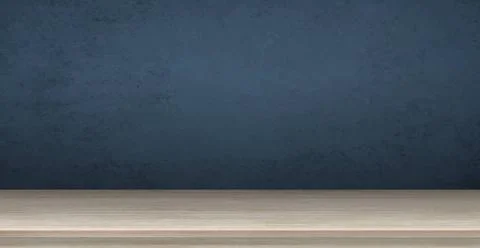 Large table top made of solid light wood, dark blue background - Vector La... Stock Photos