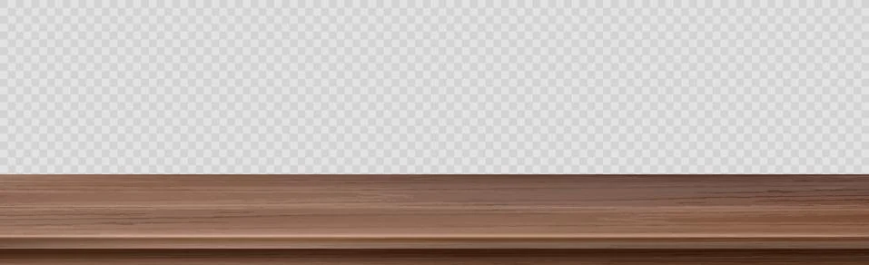 Large table top solid wood texture, transparent background - Vector Illustrazione stock