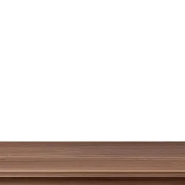 Large table top, solid wood texture, white background - Vector Illustrazione stock