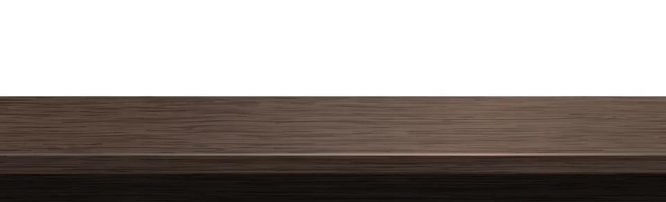 Large table top, solid wood texture, white background - Vector Illustrazione stock