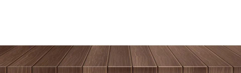 Large table top, solid wood texture, white background - Vector Illustrazione stock