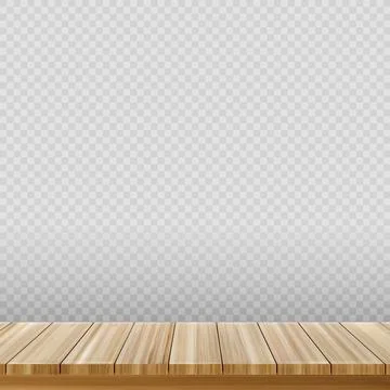 Large table top, wooden texture from boards, transparent background - Vector Stock Illustration