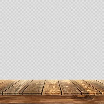 Large table top, wooden texture from boards, transparent background - Vector Illustrazione stock