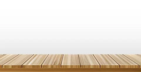 Large table top, wooden texture from boards, white background - Vector Stock Illustration