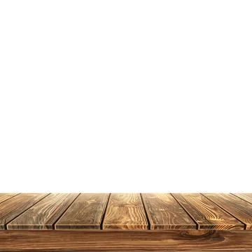 Large table top, wooden texture from boards, white background - Vector 스톡 일러스트