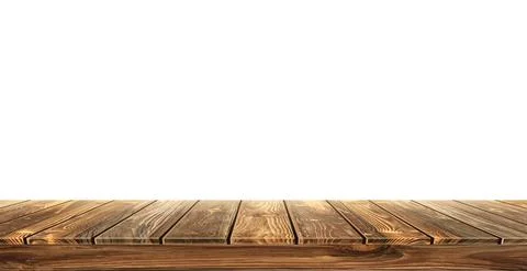 Large table top, wooden texture from boards, white background - Vector Stock Illustration