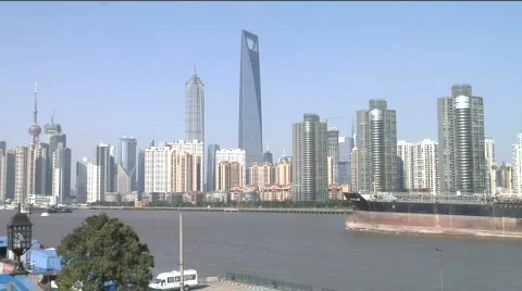 Large tanker sails through Shanghai Stock Footage 284563