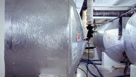 Large tanks in a brewery. Stock Footage 123400157