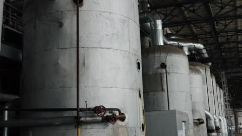 Large tanks, Large storage, Facility pipes Stock Footage 293492271