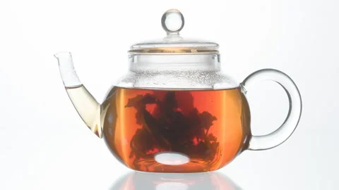 Large Tea Leaves in a Teapot 4K Stock Footage 244384304