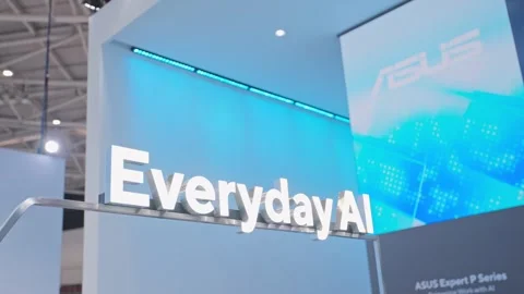 Large technology display screen at Computex Taipei Stock Footage 335479215