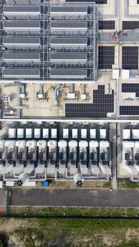 Large Technology Facility and Data Center in Northern Italy, Milan Drone View 스톡 동영상 344951679