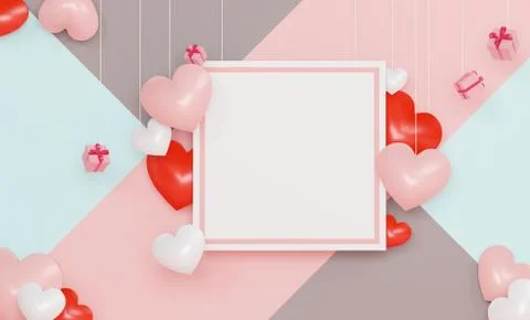 Large Teddy bear and gift box theme for your design. Blank frame for mock up. Stock Illustration