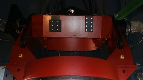 A large telescope in a closed dome of the observatory Stock Footage 115485603