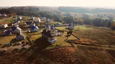 A large temple in the center of a small village. Stock Footage 101724048