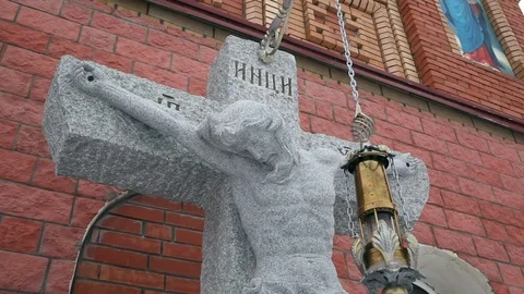 The large temple complex, winter, Blizzard Stock Footage 75284356