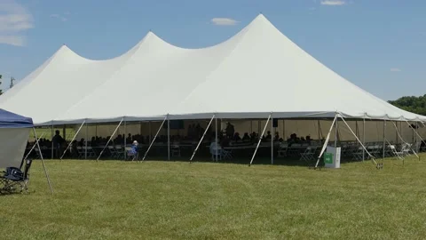 Large tent in field Stock Footage 197849879
