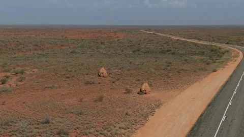 Large Termite Mounds on Arid Grassland Plain, Insect Soil Architecture Stock-Footage 334884862