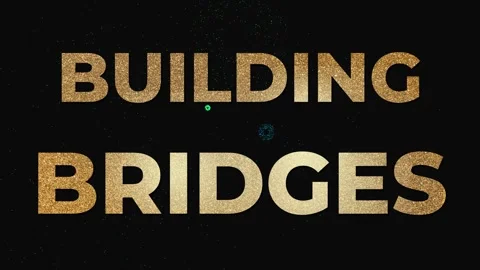 Large Text BUILDING BRIDGES with Fireworks Effect on a Black Background Stock Footage 308736711